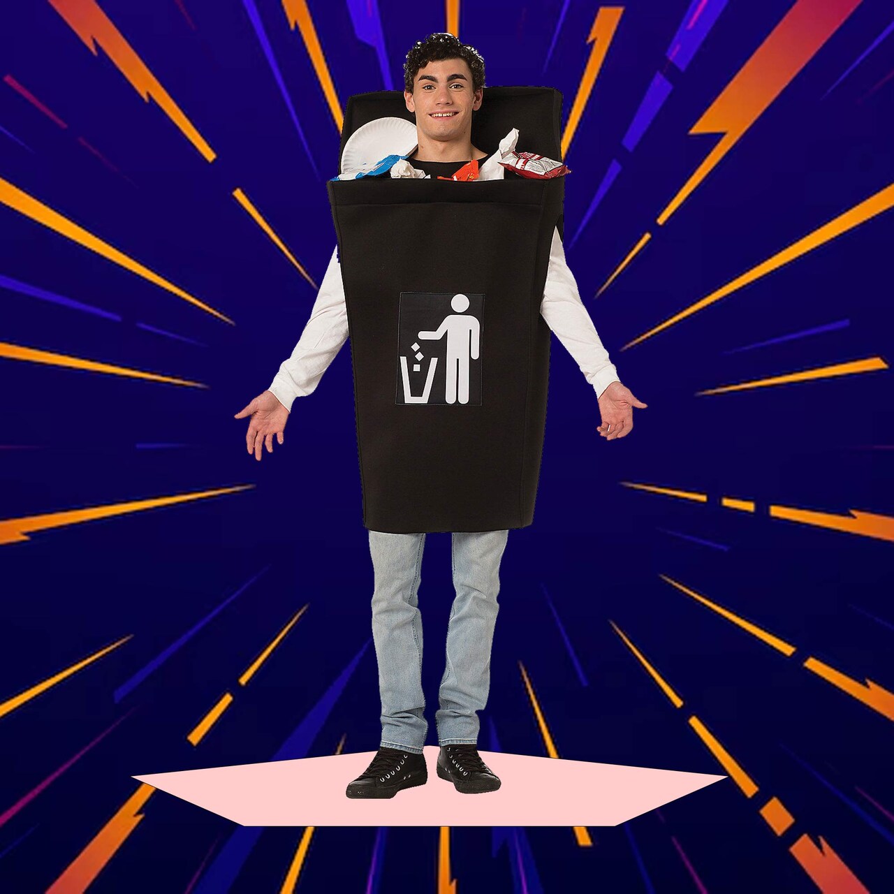 Funny Trash Can Adult Costume Tunic for Halloween Parties and Environmental Themes